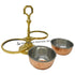 Copper and steel condiment bowl set for chutneys and dips