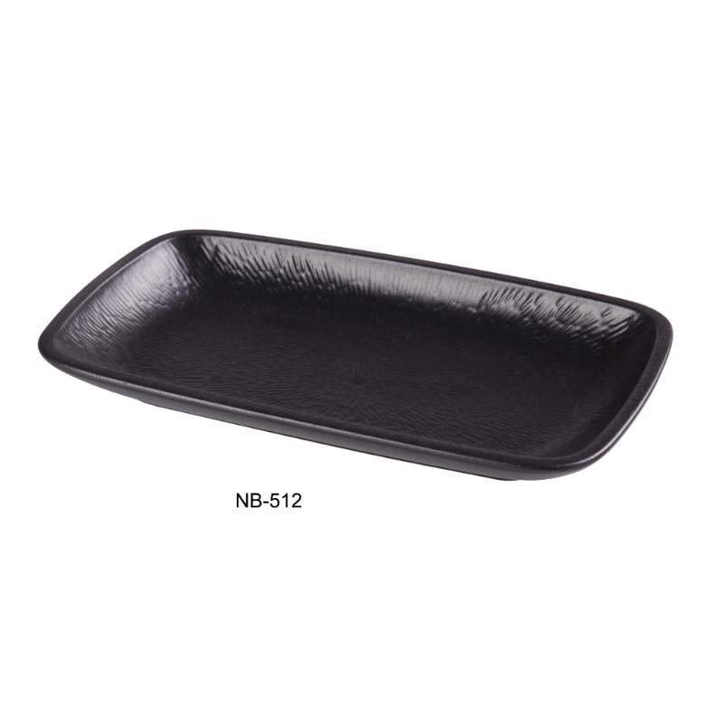 Yanco NB-512 Noble Black China  Rectangular Plate (2Dz)