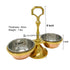 Pickle and chutney stand with copper-finished bowls and durable brass frame 