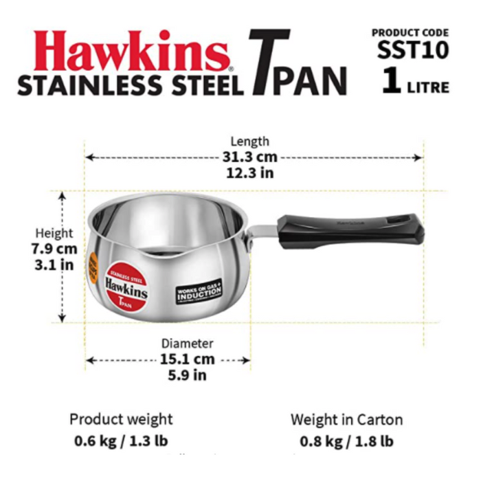 Hawkins Stainless Steel T Pan Without Lid
