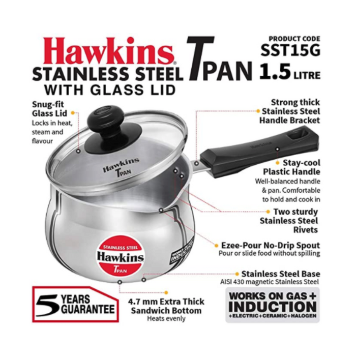 Hawkins Stainless Steel T Pan With Lid