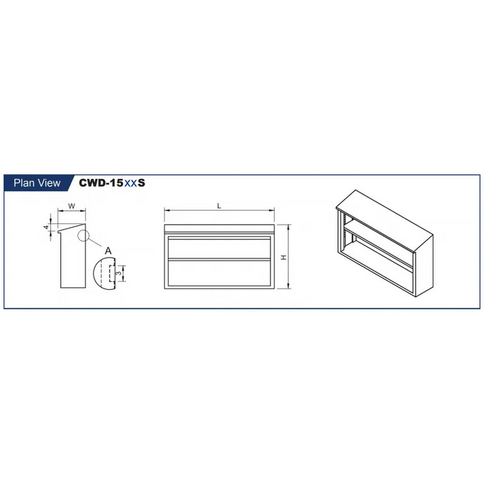 GSW Cabinets Stainless Steel Slope Top Wall Cabinets - Sliding Doors