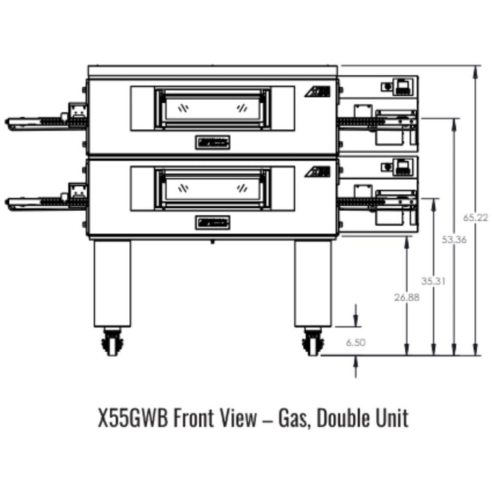 Middleby Marshall X55GWB X-Series Wide Body Gas Conveyor Oven - Single/Double/Triple Stack options Available