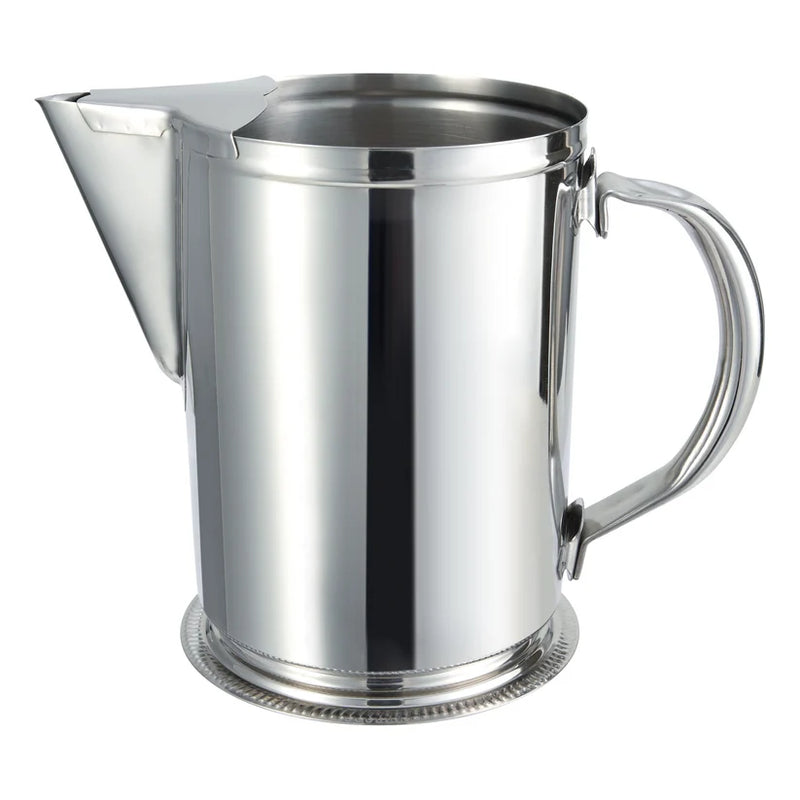 Winco WPG-64 64 oz Stainless Steel Water Pitcher with Ice Guard