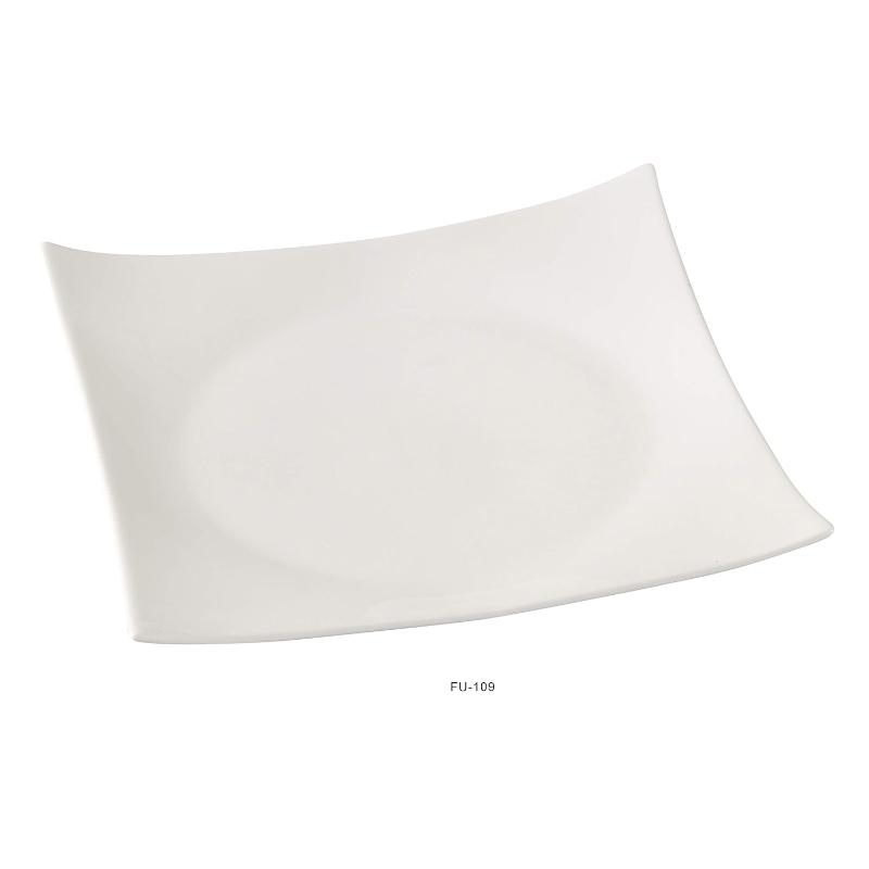 Yanco FU-109 Fuji 9" Square Sushi Plate, Porcelain, Bone White (2Dz)