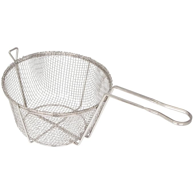 FBR SERIES- Nickel Plated 4mm Wire Mesh Round Fry Baskets by Winco