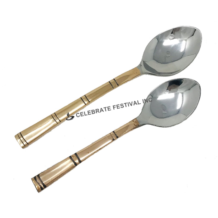 Copper Steel Tea Spoon Bamboo Design (Price Per Dz)