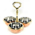 3-bowl Indian chutney stand with brass base – traditional copper exterior and steel interior
