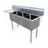 Omcan 3 Tub Sink with 3.5″ Center Drain, Drainboard Optional, 18-gauge Stainless Steel, NSF