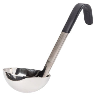 Vollrath 4970420 Jacob's Pride® 4 oz. One-Piece Stainless Steel Ladle with Short Black Kool-Touch® Handle