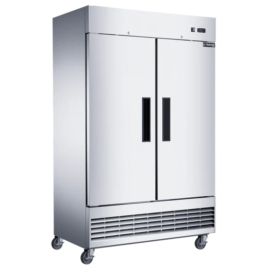Side Profile of Dukers D47EF Compact Stainless Steel Reach-In Freezer