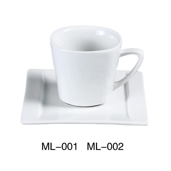 Yanco ML-001 7 oz Coffee/Tea Cup, Square Shaped, Porcelain, Super White (3dZ)