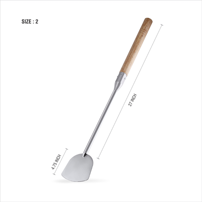 S.S. MIXING PADDLE/ PALTA WITH WOODEN HANDLE,  Available in 15, 20, 25,30,35, 40, 45 & 50" length