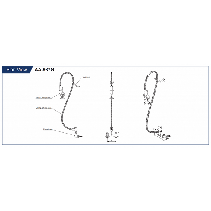 GSW AA Faucet Heavy Duty Pre-Rinse Units(Available in 4 sizes)