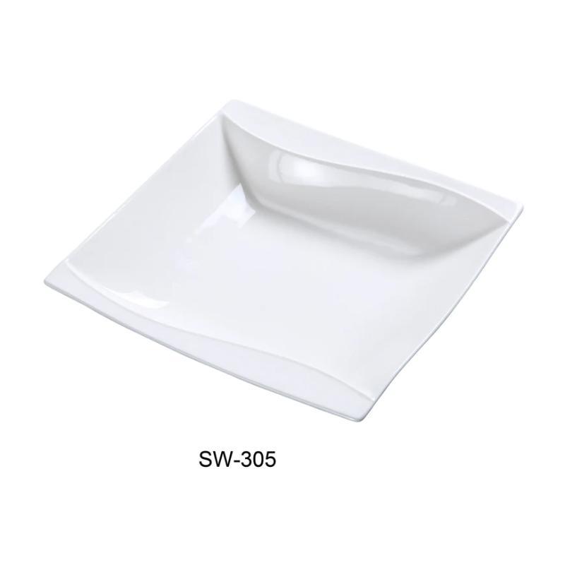 Yanco SW-305 Sea Wave 5″ Fruit Bowl, Square, 4-oz, China, Bone White (3Dz)