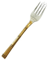 Set of 12 copper and stainless steel dinner forks with bamboo handle design