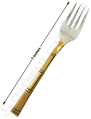 Elegant bamboo design dinner fork made from pure copper and 18/0 stainless steel