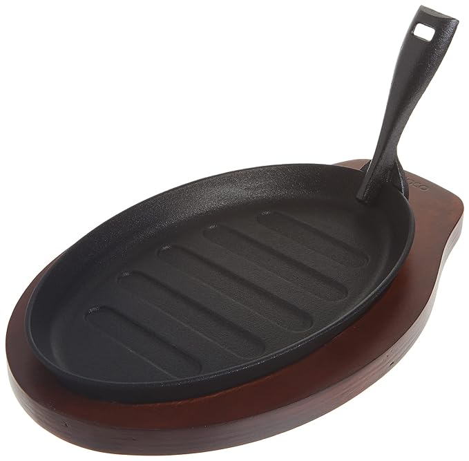 Winco ISP-3 Fajita Platter w/Gripper, 3-pc Set, Cast Iron (Price/Set)