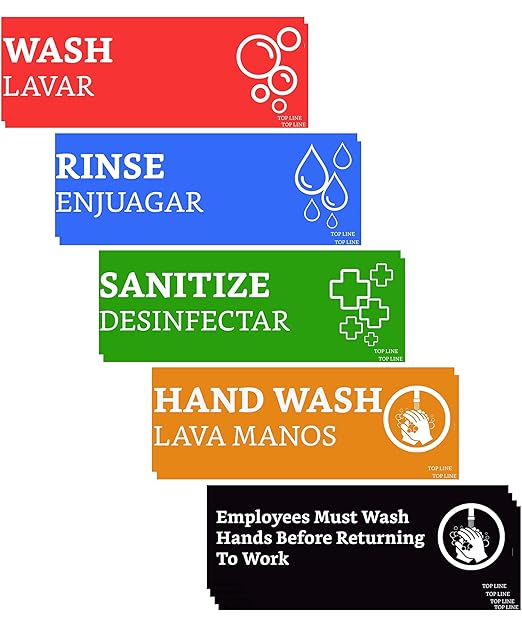 Wash Rinse Sanitize Sink Labels