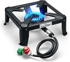 SA1730 : COOKAMP Propane Burner for Outdoor Cooking, 120,000 BTU Single 7" Round Burner, 16" Square Steel Cooktop！SA1730