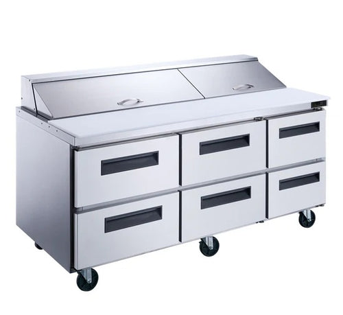 Commercial Food Prep Table Refrigerator 6-Drawer-Dukers DSP72-18-D6
