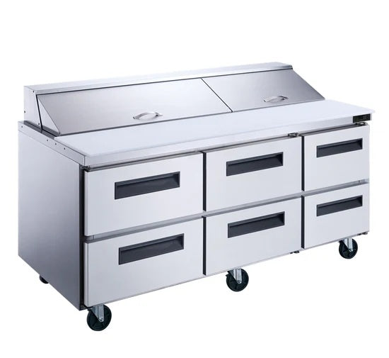 Commercial Food Prep Table Refrigerator 6-Drawer-Dukers DSP72-18-D6