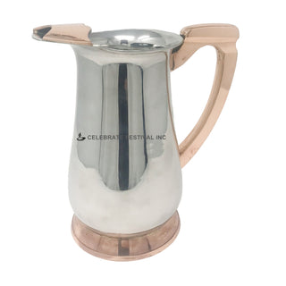 Aristocrat Copper and Stainless Steel Water Jug – 33 oz (1 Liter) Elegant Beverage Pitcher