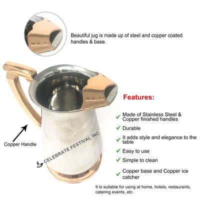 1-liter Aristocrat jug with copper-finished handles and base