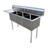 Omcan 3 Tub Sink with 1.8″ Corner Drain, Drainboard Optional, 18-gauge Stainless Steel, NSF