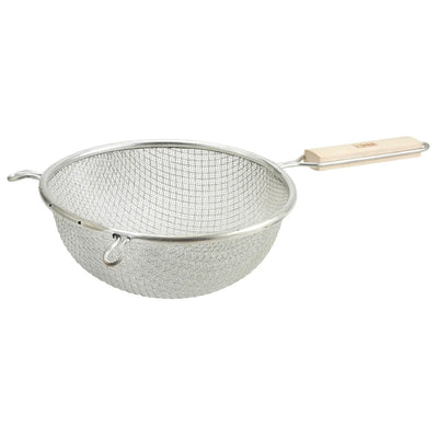 Winco Double Mesh Stainless Steel Strainers with Wood Handle