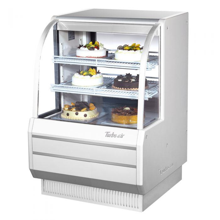 Turbo Air TCGB-36-W(B)-N Curved glass bakery case-refrigerated, 11.8 cu.ft.