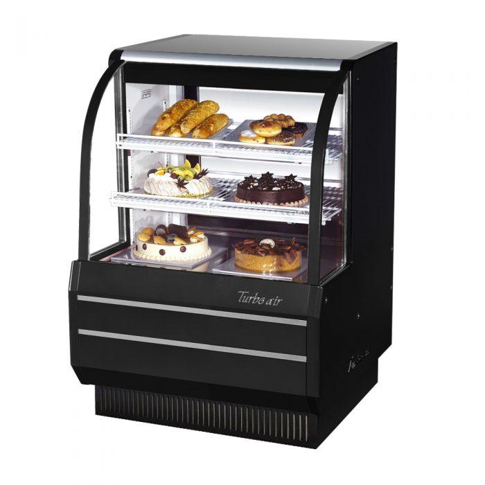 Turbo Air TCGB-36-W(B)-N Curved glass bakery case-refrigerated, 11.8 cu.ft.