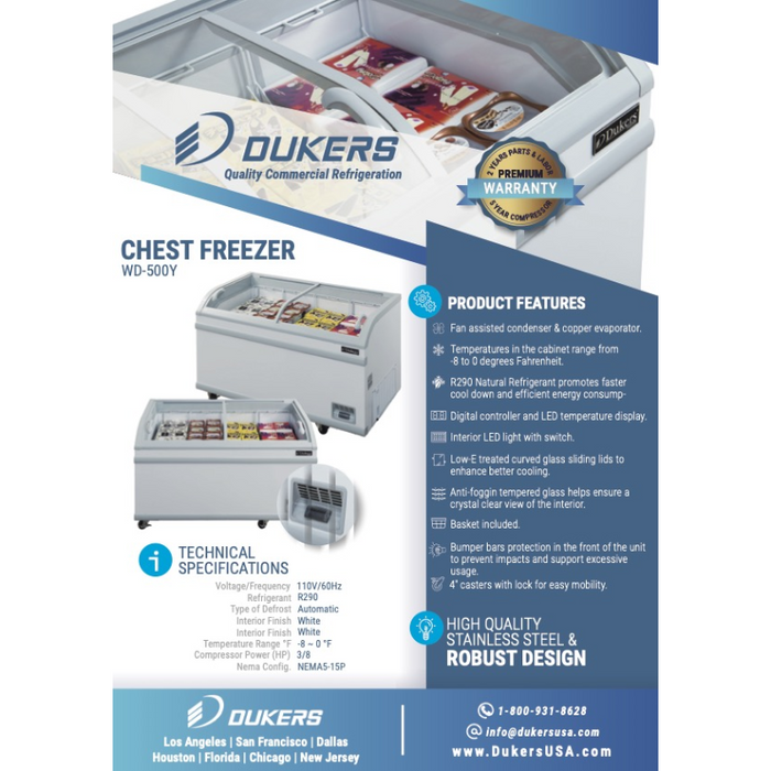 Dukers Chest Freezer WD-500Y Commercial Chest Freezer in White