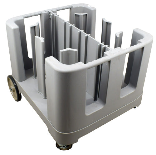 Omcan Polypropylene Dish Caddy with Adjustable Dividers and Vinyl Cover – Grey