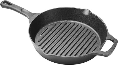 CAGP Series FireIron Round Cast Iron Grill Pan with Helper Handle by Winco