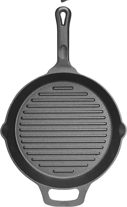 CAGP Series FireIron Round Cast Iron Grill Pan with Helper Handle by Winco