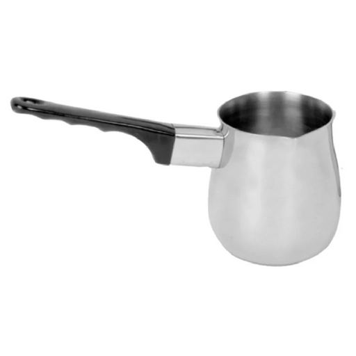 Stainless steel Turkish coffee decanter with easy-grip handle