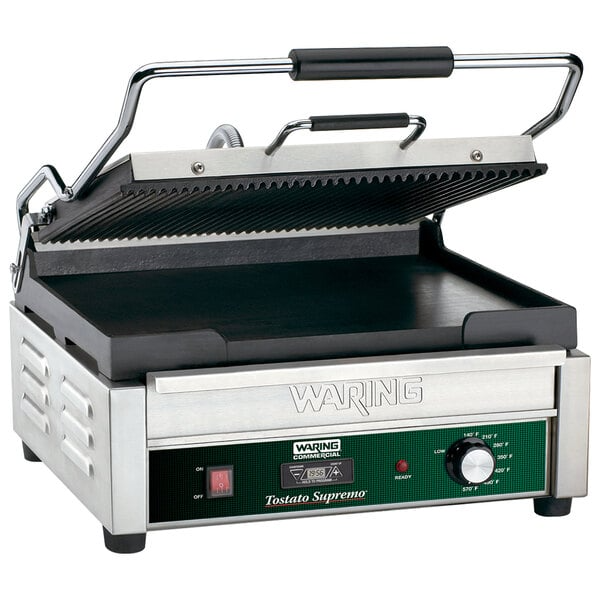 Waring WDG250T Grooved Top & Smooth Bottom Panini Sandwich Grill with Timer