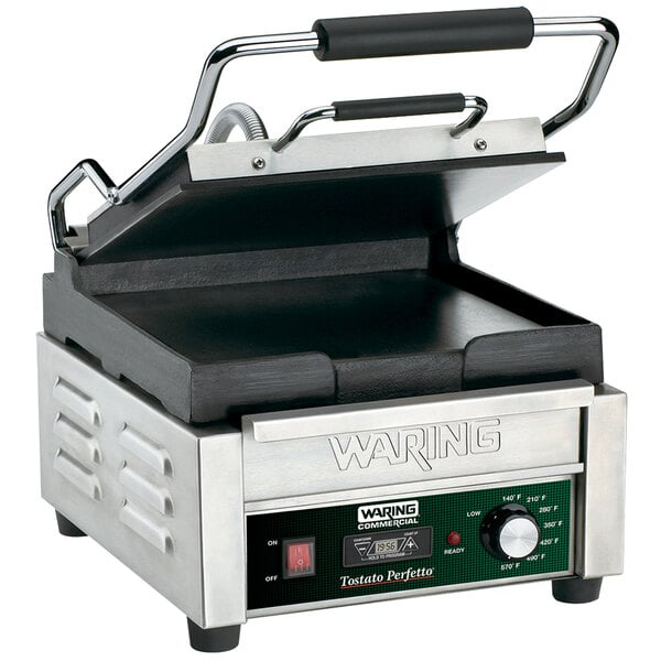 Waring WFG150T Tostato Perfetto Smooth Top & Bottom Panini Sandwich Grill with Timer