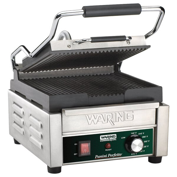Waring WPG150B Panini Perfetto Grooved Top & Bottom Panini Sandwich Grill