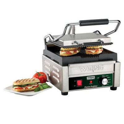Waring WPG150B Panini Perfetto Grooved Top & Bottom Panini Sandwich Grill