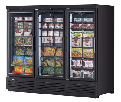 Turbo Air TJMF-85SDW(B)-N Super Deluxe Glass Merchandiser Freezer, three-section, 97 cu. ft.