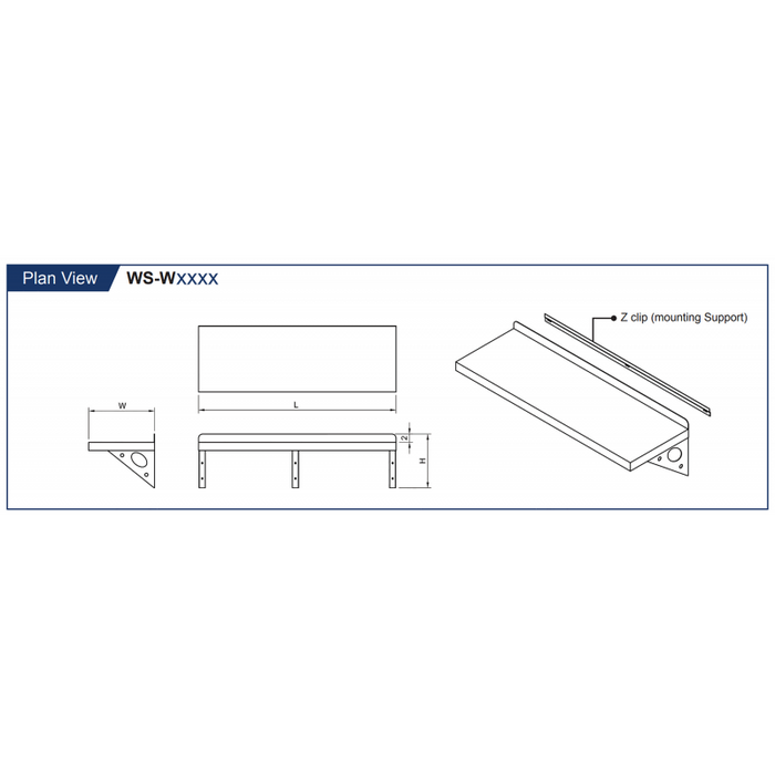 GSW Stainless Steel Wall Mount Shelf