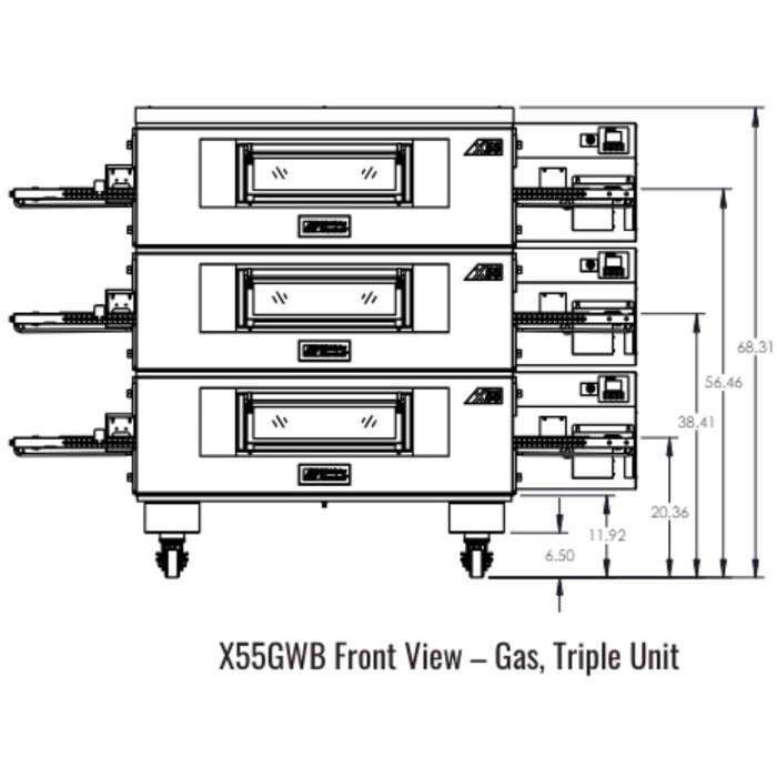 Middleby Marshall X55GWB X-Series Wide Body Gas Conveyor Oven - Single/Double/Triple Stack options Available