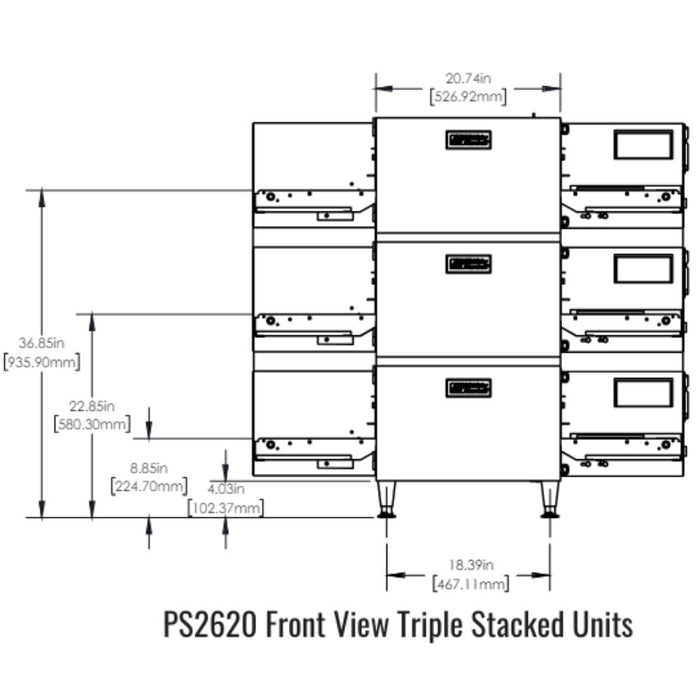 Middleby Marshall PS2620 Gas Countertop Conveyor Oven - Single/Double/Triple Stack Options Available