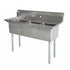 Omcan 3 Tub Sink with 3.5″ Center Drain, Drainboard Optional, 18-gauge Stainless Steel, NSF