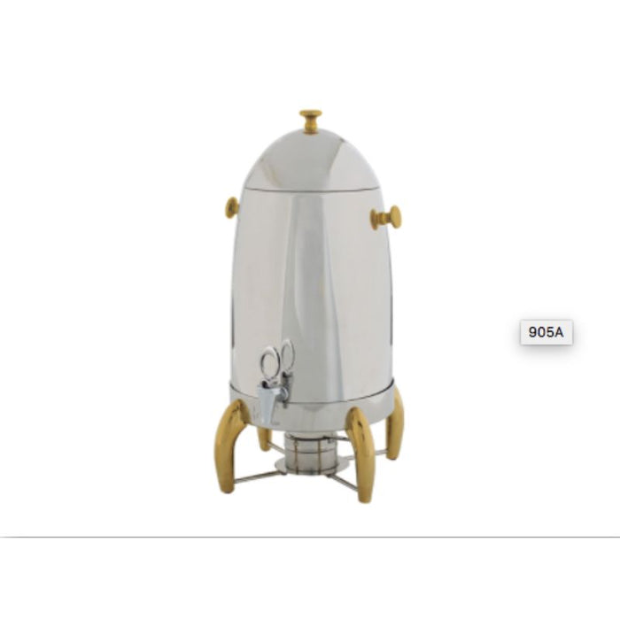 905A Virtuoso 5 Gallon Stainless Steel Coffee Chafer Urn with Gold Legs by Winco