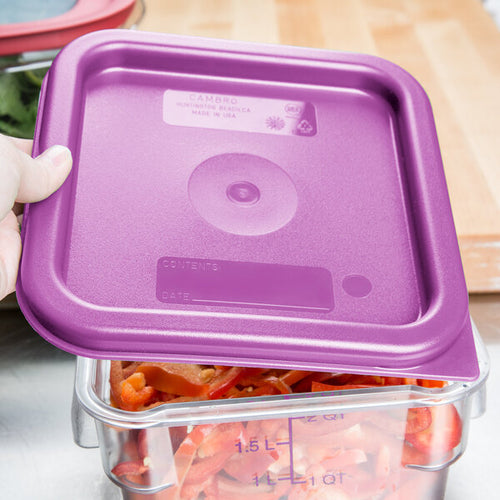 Cambro FreshPro 2 and 4 Quart Square Seal Cover Allergen Free Purple ( Case of 6 )