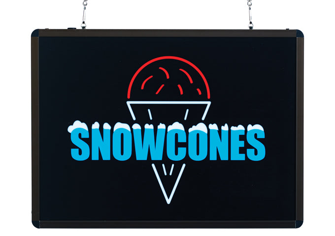 Winco 92003 Benchmark Ultra-Brite Sign - Snow Cones, 120v (Price/Piece)
