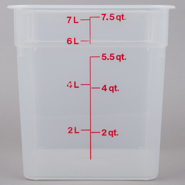 Cambro Translucent 8 Quart Square Food Storage Container ( Case of 6 )